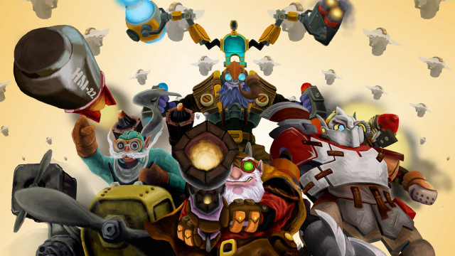 Animated characters yellow background league free wallpaper for desktop - medium preview image