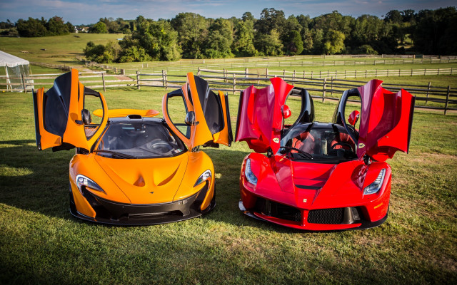 Orange red sports cars field free wallpaper for desktop - medium preview image