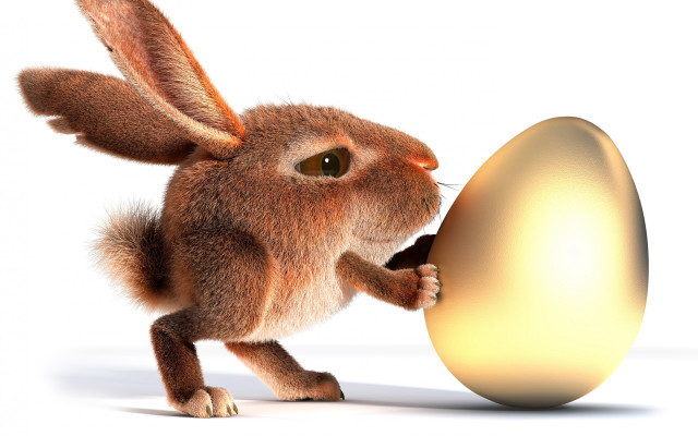 Brown rabbit holding egg surprised free wallpaper for desktop - medium preview image