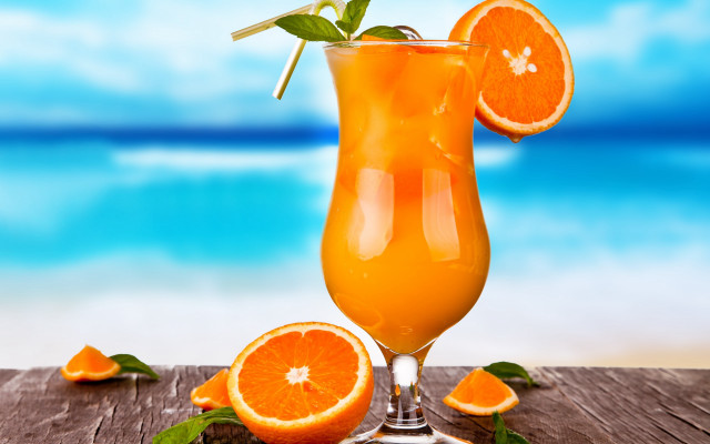 Orange juice mint slice beach #2 free wallpaper for desktop - medium preview image