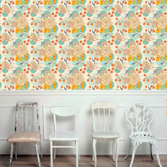 Room wallpaper chairs flower pattern free wallpaper for tablet - medium preview image