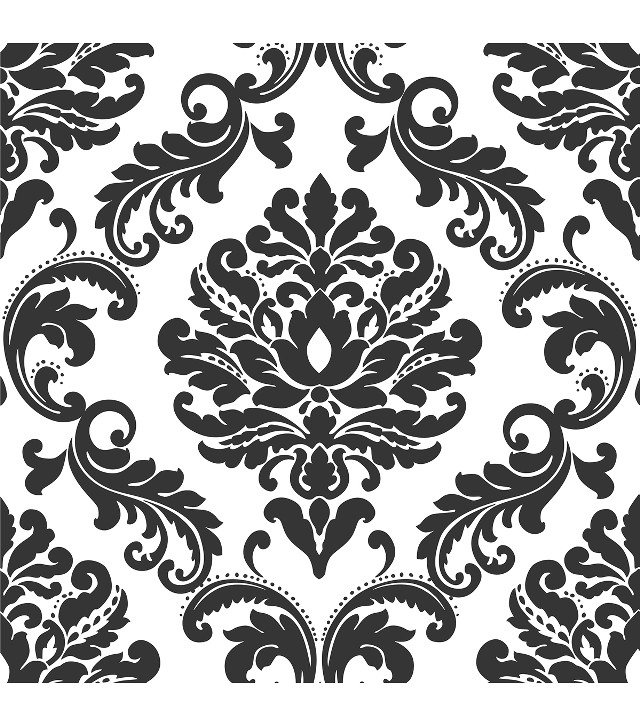 Black white damask wallpaper pattern #2 free wallpaper for tablet - medium preview image