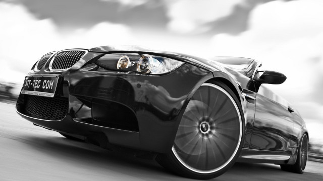 Black white car driving road free wallpaper for desktop - medium preview image