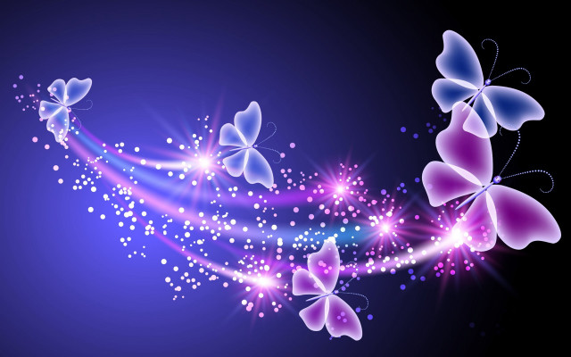 Purple butterflies stars magic realism free wallpaper for desktop - medium preview image