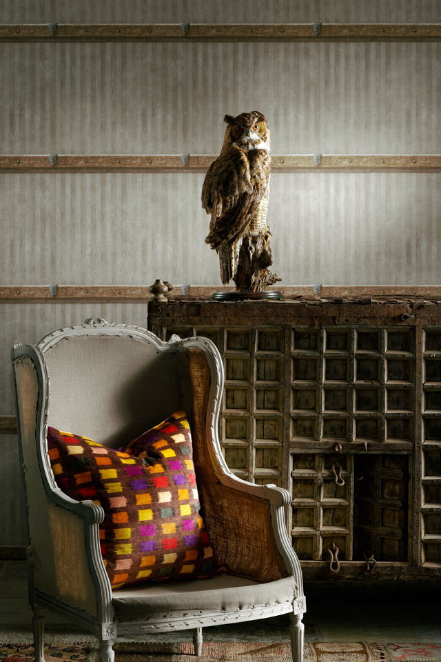 Chair pillow owl wallpapered room free wallpaper for mobile - medium preview image