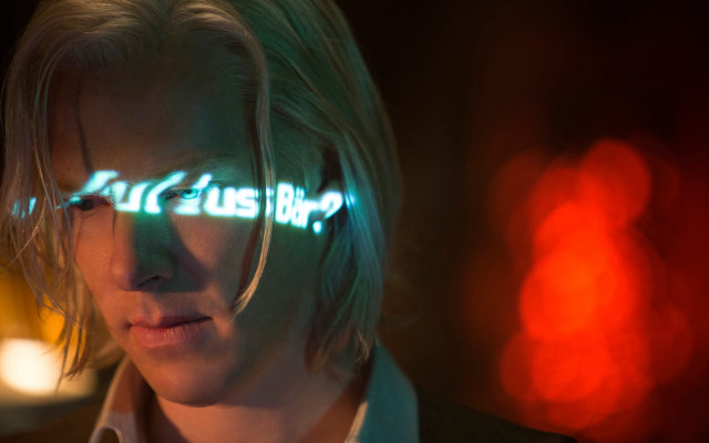 Neon face jacket hologram glowing free wallpaper for desktop - medium preview image