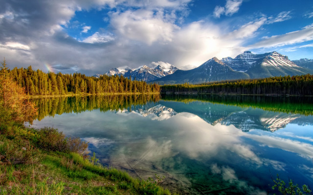 Mountain reflection lake forest sky #9 free wallpaper for desktop - medium preview image