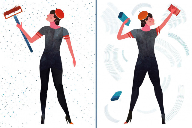 Woman brush comb precisionism storybook free wallpaper for desktop - medium preview image