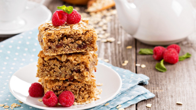 Granola raspberries tea pastel food free wallpaper for desktop - medium preview image