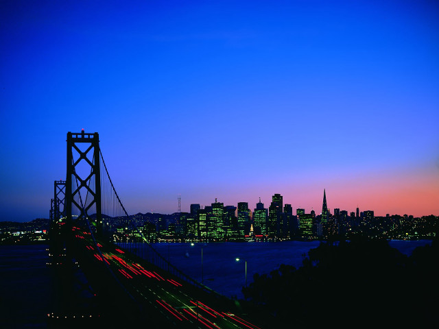 City skyline bridge river night #42 free wallpaper for desktop - medium preview image