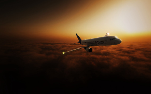 Ei q jetliner sunset clouds free wallpaper for desktop - medium preview image