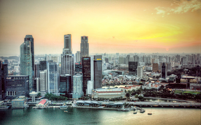 Tokyo sunset cityscape water bridge free wallpaper for desktop - medium preview image