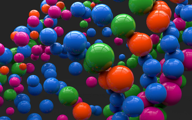 Colorful balls floating raytraced artist free wallpaper for desktop - medium preview image