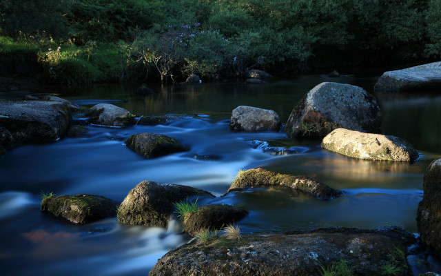 River rocks water trees nature free wallpaper for desktop - medium preview image