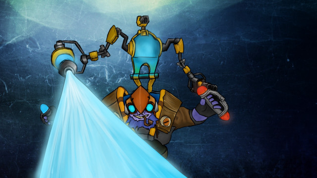 Cartoon character spraying water spout free wallpaper for desktop - medium preview image