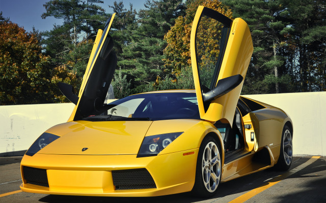 Yellow sports car open doors #5 free wallpaper for desktop - medium preview image