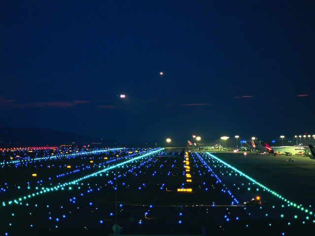 Runway lights night plane aurora free wallpaper for desktop - medium preview image