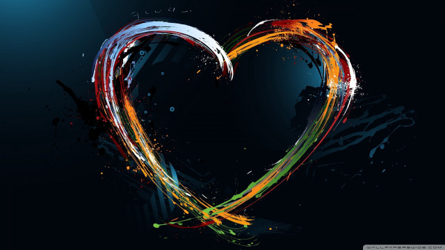 Heart shaped paint splatters black free wallpaper for desktop - medium preview image