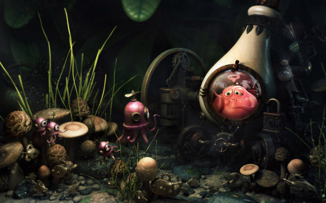 Forest animals plants lightbulb surreal free wallpaper for desktop - medium preview image