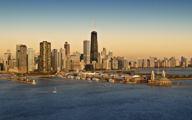City skyline bridge water boat #2 free wallpaper for desktop - medium preview image