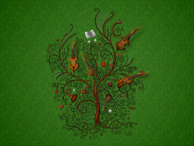 Tree musical instruments guitar branches free wallpaper for desktop - medium preview image
