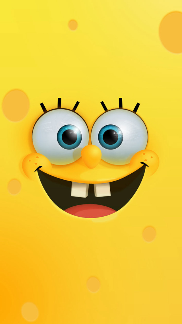 Yellow cartoon face smile bubbles free wallpaper for mobile - medium preview image