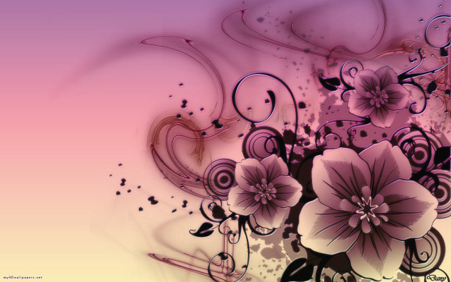 Flowers swirls painting art colorful free wallpaper for desktop - medium preview image