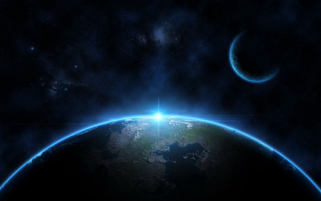 Earth space starry night moon free wallpaper for desktop - medium preview image