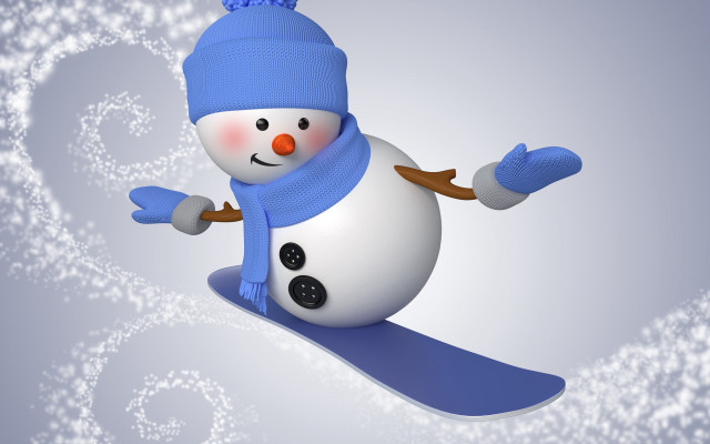 Snowboarder blue hat scarf snowflake free wallpaper for desktop - medium preview image
