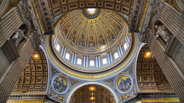 Cathedral dome paintings clock architecture free wallpaper for desktop - medium preview image