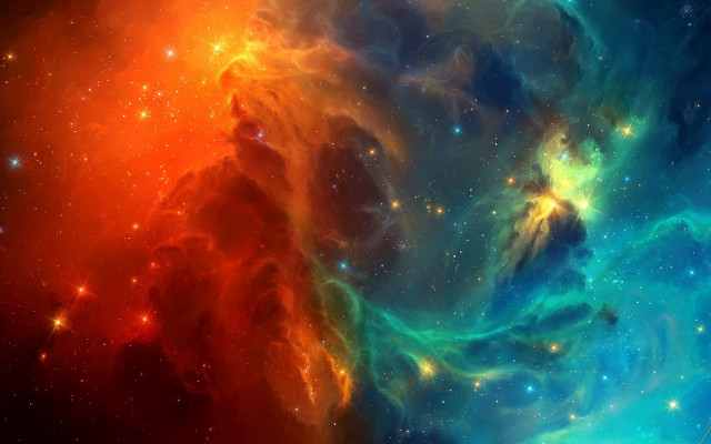 Bright orange blue star cluster free wallpaper for desktop - medium preview image