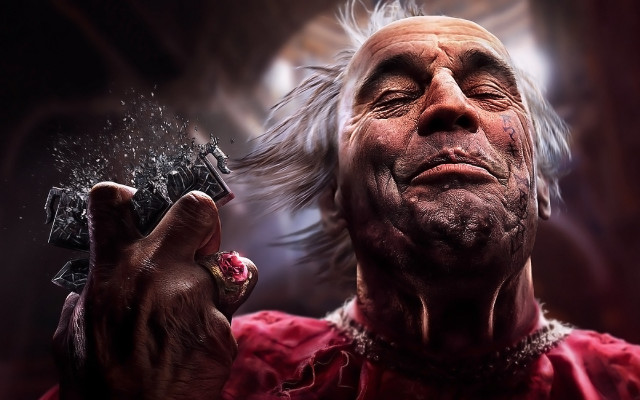 Man weirdhaircut cellphone lookingup sky free wallpaper for desktop - medium preview image