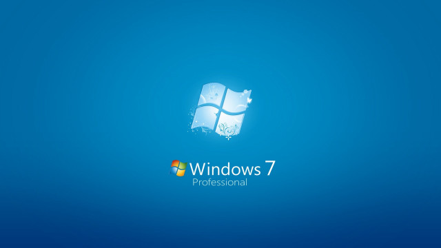 Blue background windows7 logo white free wallpaper for desktop - medium preview image