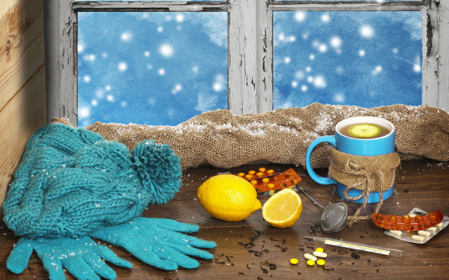 Tea gloves lemon stilllife snow free wallpaper for desktop - medium preview image