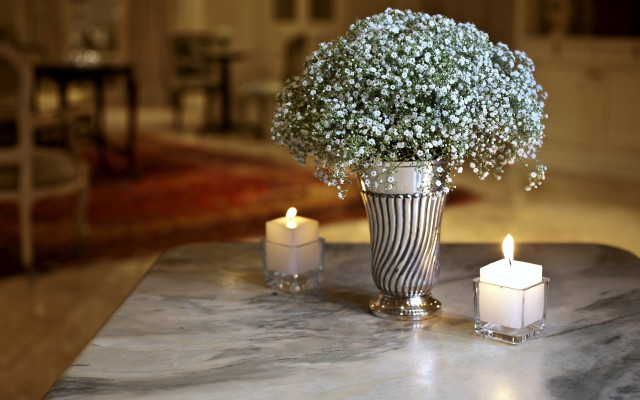 Vase flowers candles table room free wallpaper for desktop - medium preview image