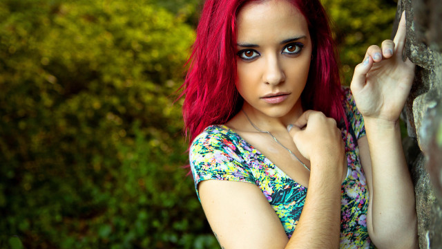 Red haired woman nail art free wallpaper for desktop - medium preview image