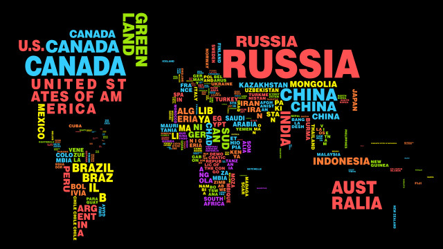 World map countries languages black free wallpaper for desktop - medium preview image