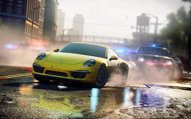 Yellow sports car police speed2 free wallpaper for desktop - medium preview image