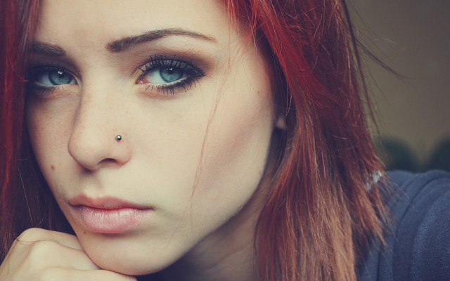 Red hair blue eyes nose free wallpaper for desktop - medium preview image
