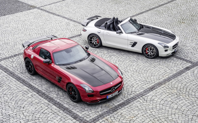 Mercedes sls cobblestone topdown contrast free wallpaper for desktop - medium preview image