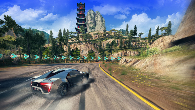Car mountain road blue sky free wallpaper for desktop - medium preview image