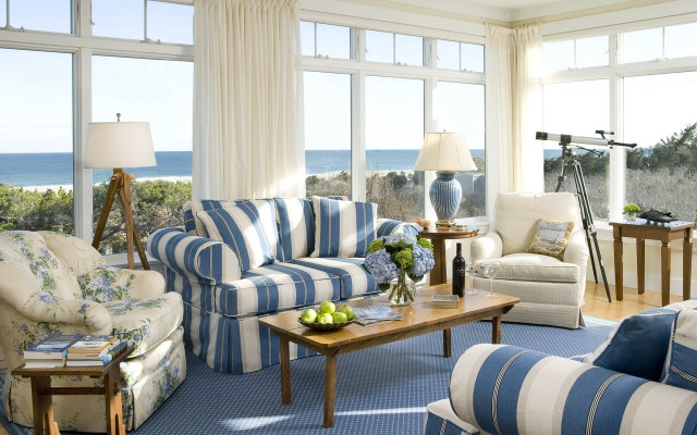 Living room ocean view impressionism free wallpaper for desktop - medium preview image