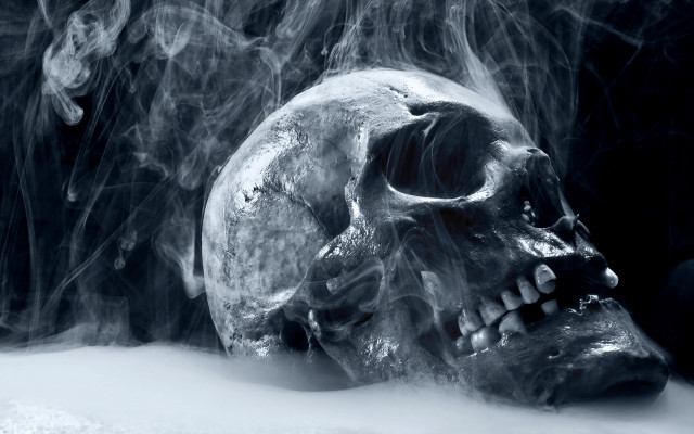 Smoke skull black white death free wallpaper for desktop - medium preview image
