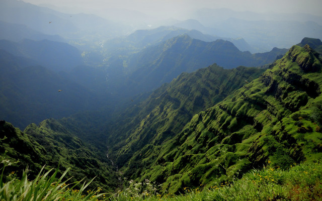Valley mountains bird mattepainting nature free wallpaper for desktop - medium preview image