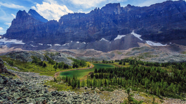 Mountain lake forest sky landscape free wallpaper for desktop - medium preview image