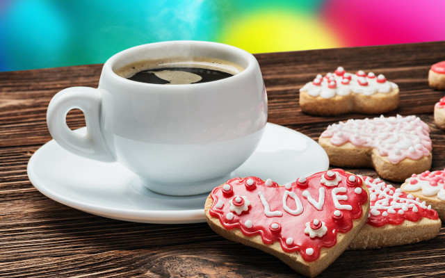 Coffee heart cookies naive 3d free wallpaper for desktop - medium preview image
