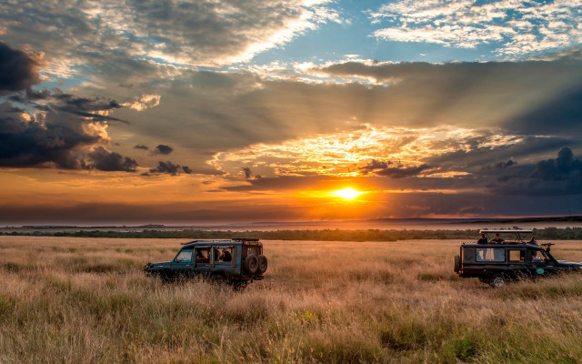 Vehicles field sunset clouds art free wallpaper for desktop - medium preview image
