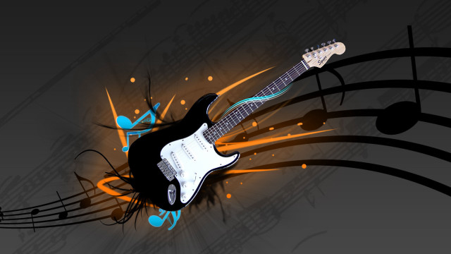 Blue guitar music notes funk #2 free wallpaper for desktop - medium preview image