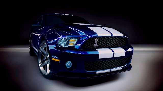 Blue mustang white stripes dark free wallpaper for desktop - medium preview image