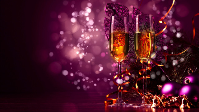 Champagne glasses decorations purple background free wallpaper for desktop - medium preview image